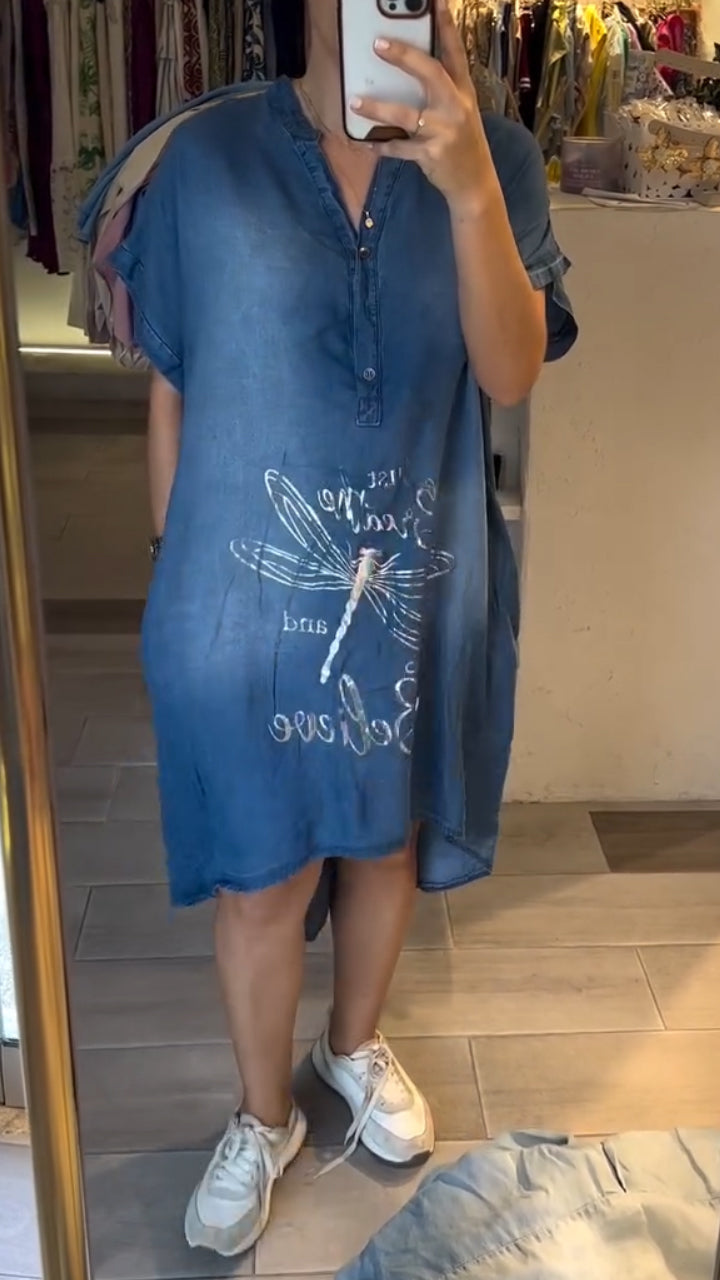 Amanda | Stylish Dragonfly Midi Dress - Picela