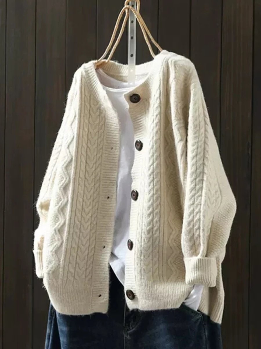Angela | Cozy Cable-Knit Chunky Cardigan - Picela