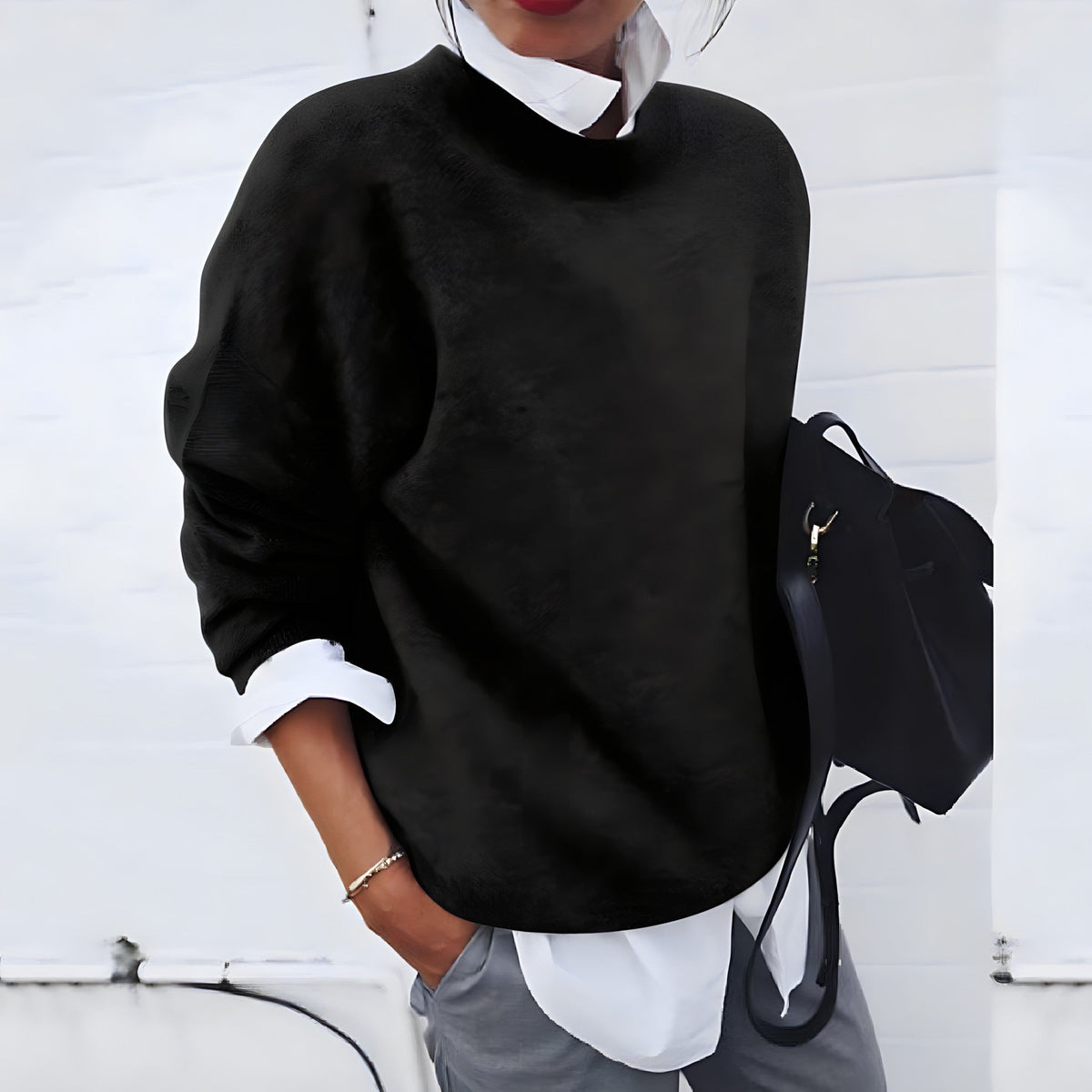 Brittany | Elegant Crewneck Oversized Sweater - Picela