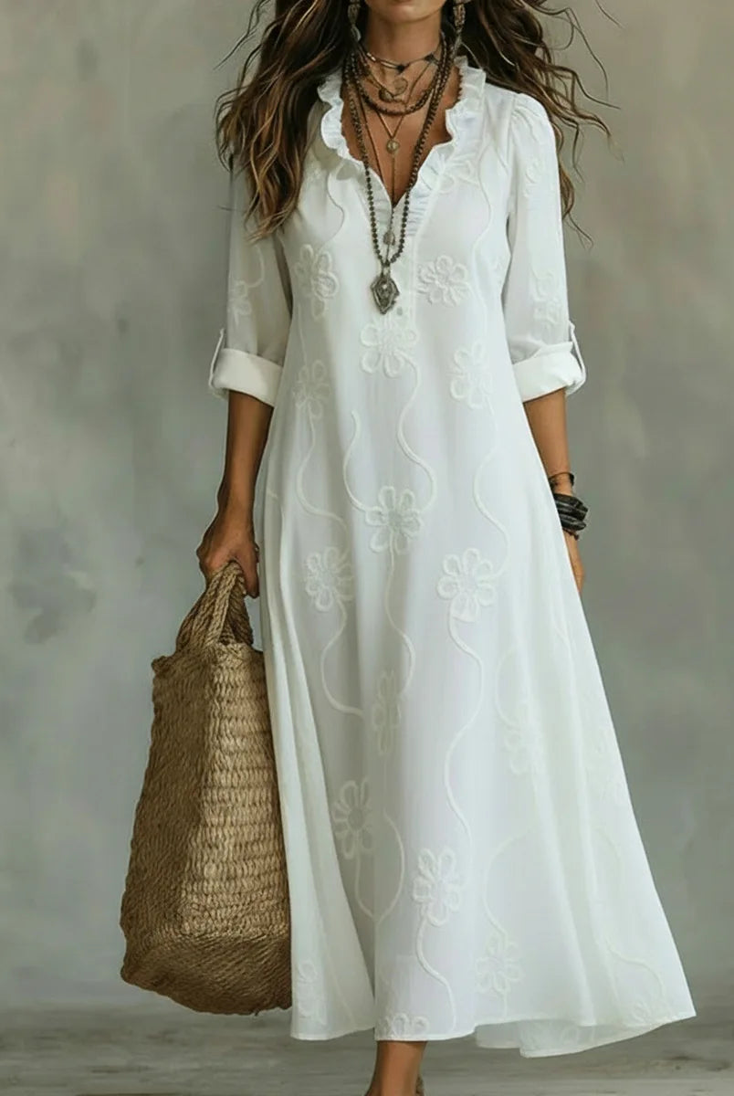 Brittany | Elegant Embroidered Maxi Dress - Picela