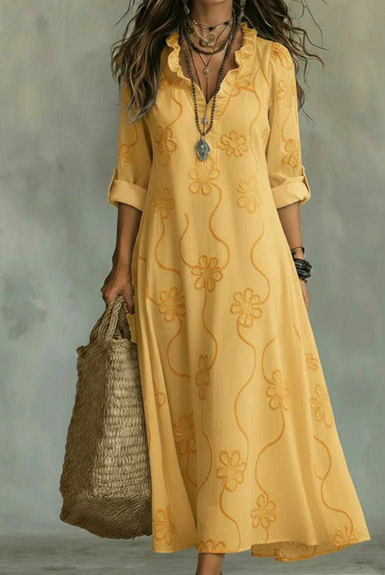 Brittany | Elegant Embroidered Maxi Dress - Picela