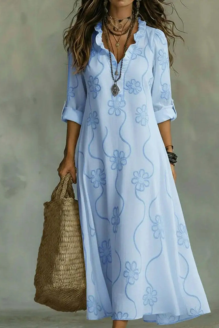 Brittany | Elegant Embroidered Maxi Dress - Picela