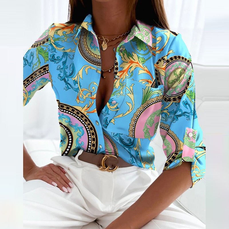 Brittany | Stylish Abstract Collared Blouse - Picela