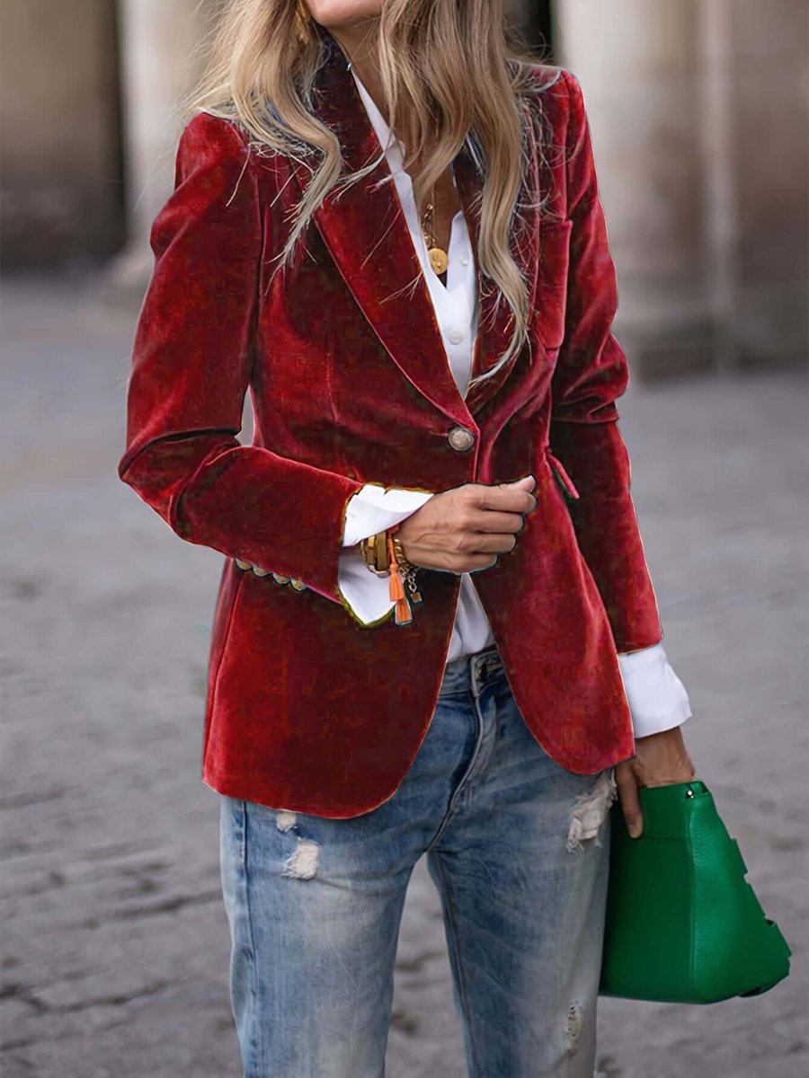 Christina | Elegant Velvet Tailored Blazer - Picela