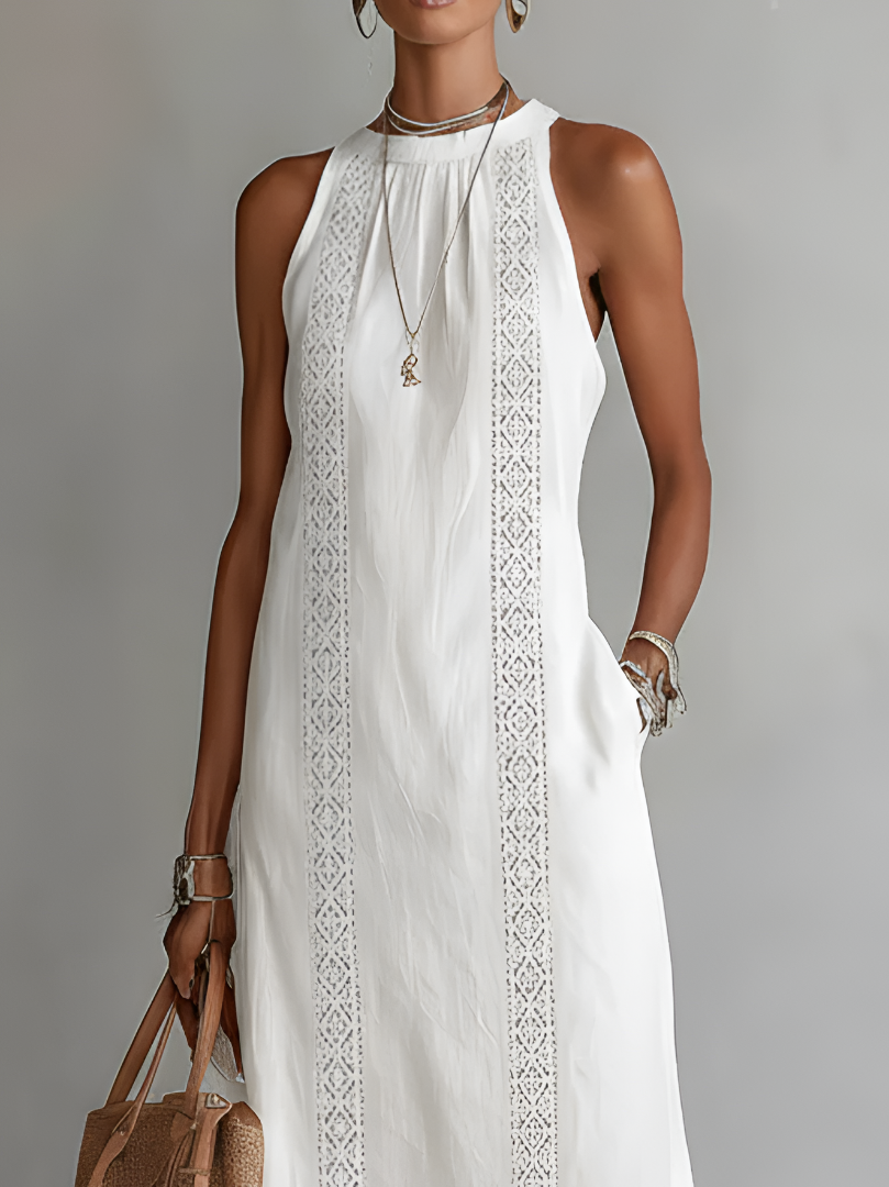 Christine | Elegant Lace-Trim Midi Dress - Picela