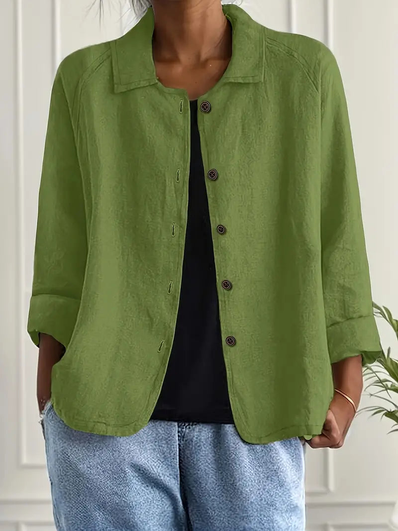 Elizabeth | Elegant Linen Button-Down Jacket - Picela