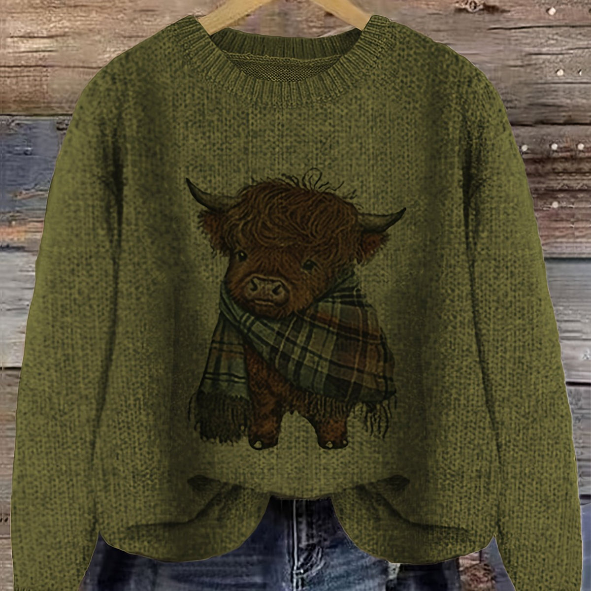 Gretchen | Stylish Highland Cow Sweater - Picela