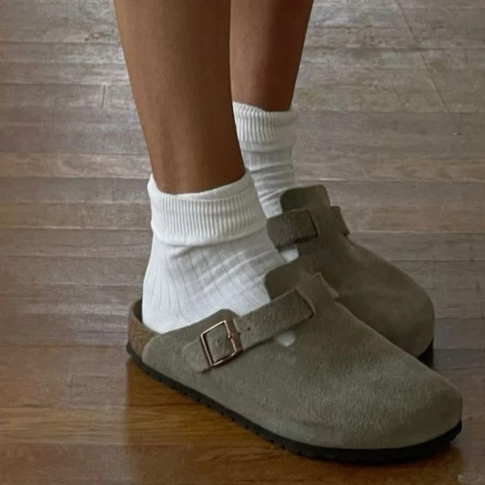 Heather | Comfortable Suede Buckle Sandals - Picela