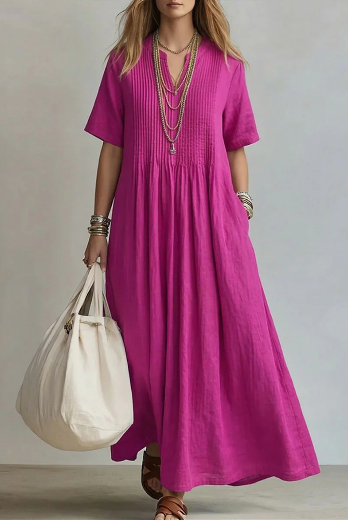 Heather | Elegant Cotton Maxi Dress - Picela