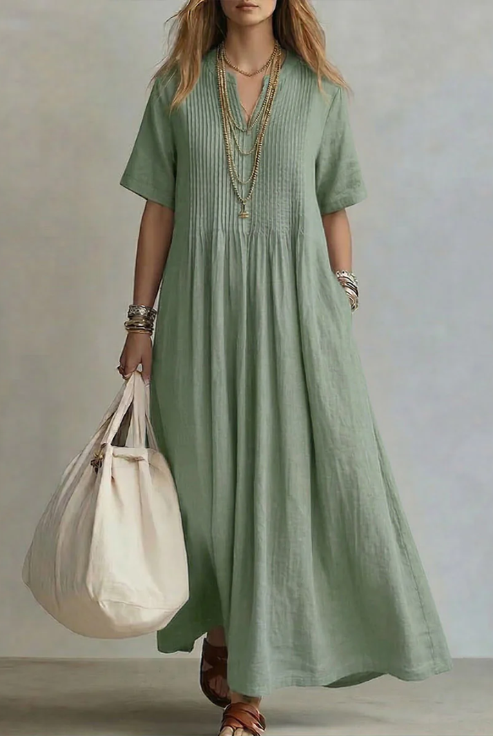 Heather | Elegant Cotton Maxi Dress - Picela