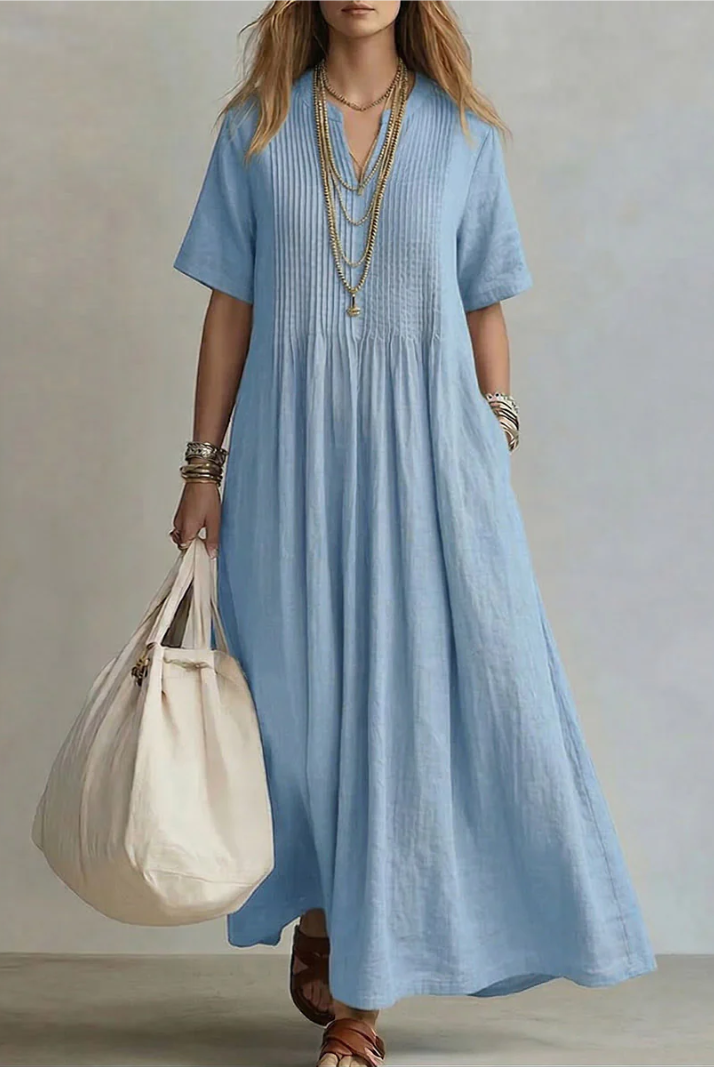 Heather | Elegant Cotton Maxi Dress - Picela