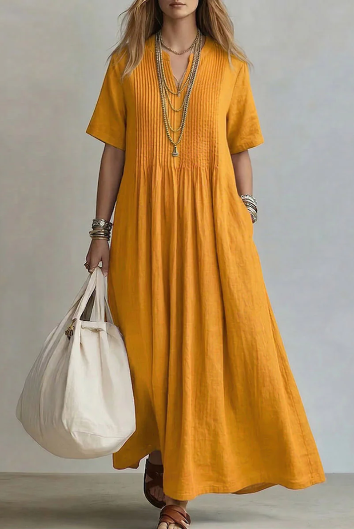 Heather | Elegant Cotton Maxi Dress - Picela