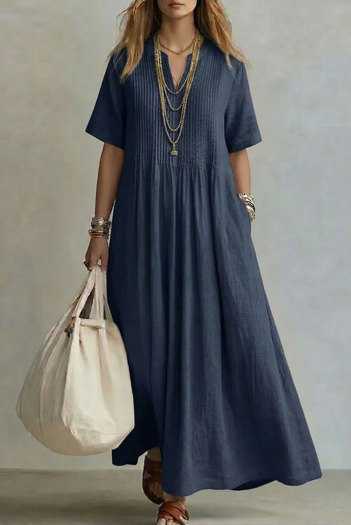 Heather | Elegant Cotton Maxi Dress - Picela