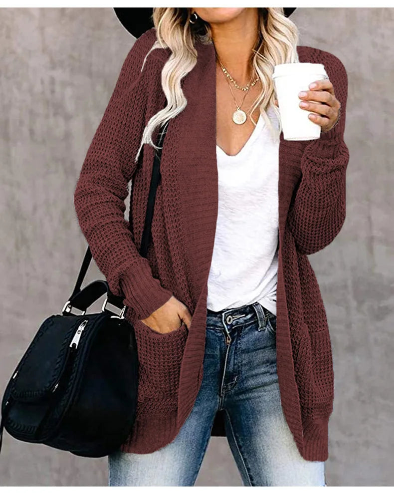 Jennifer | Cozy Waffle Knit Cardigan - Picela