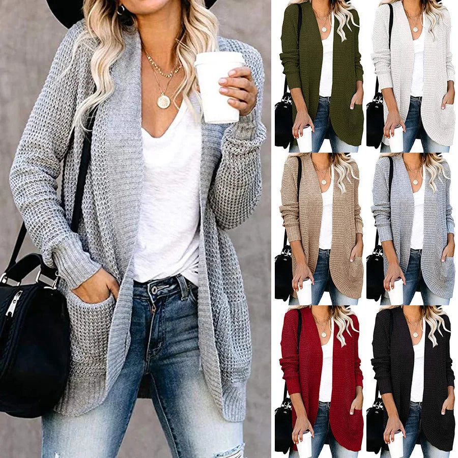 Jennifer | Cozy Waffle Knit Cardigan - Picela