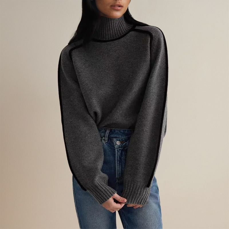 Jennifer | Elegant Turtleneck Contrast-Trim Sweater - Picela