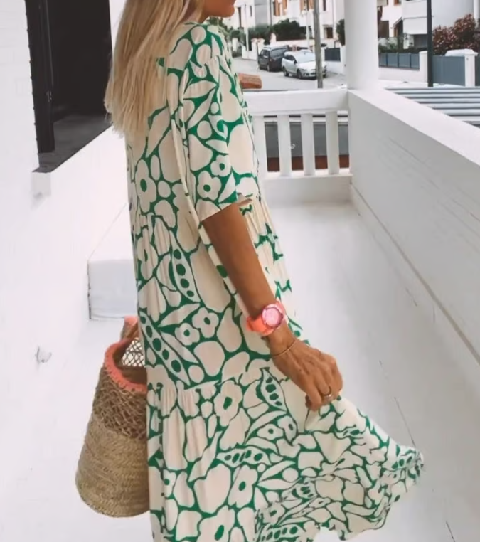 Jennifer | Elegant V-Neck Maxi Dress - Picela