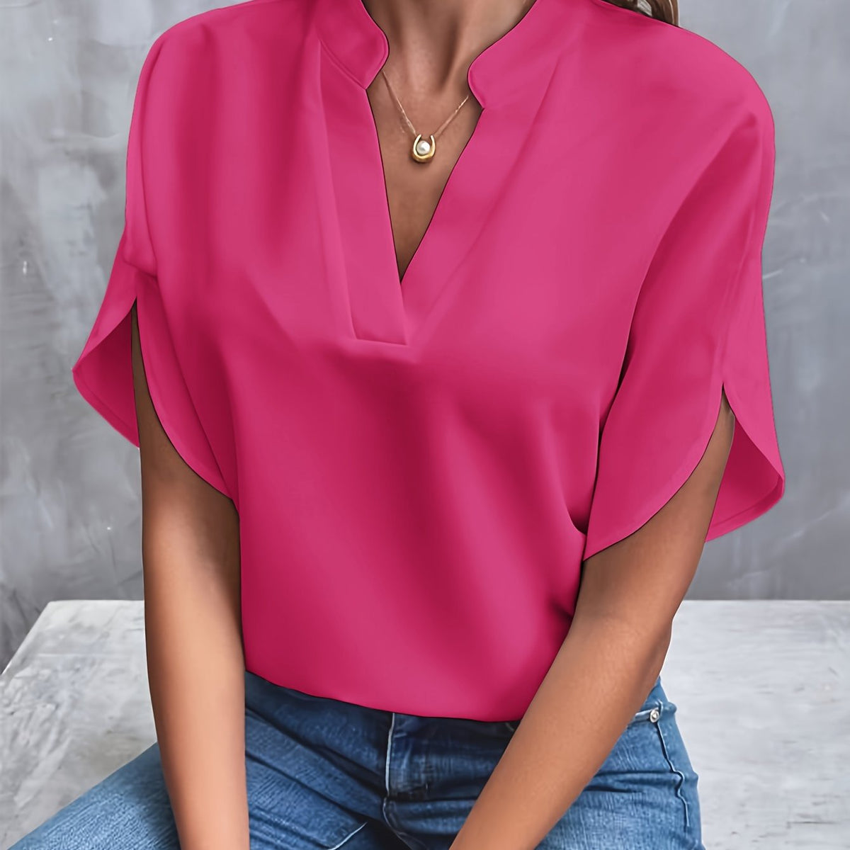 Jessica | Elegant Split-Sleeve Chiffon Blouse - Picela