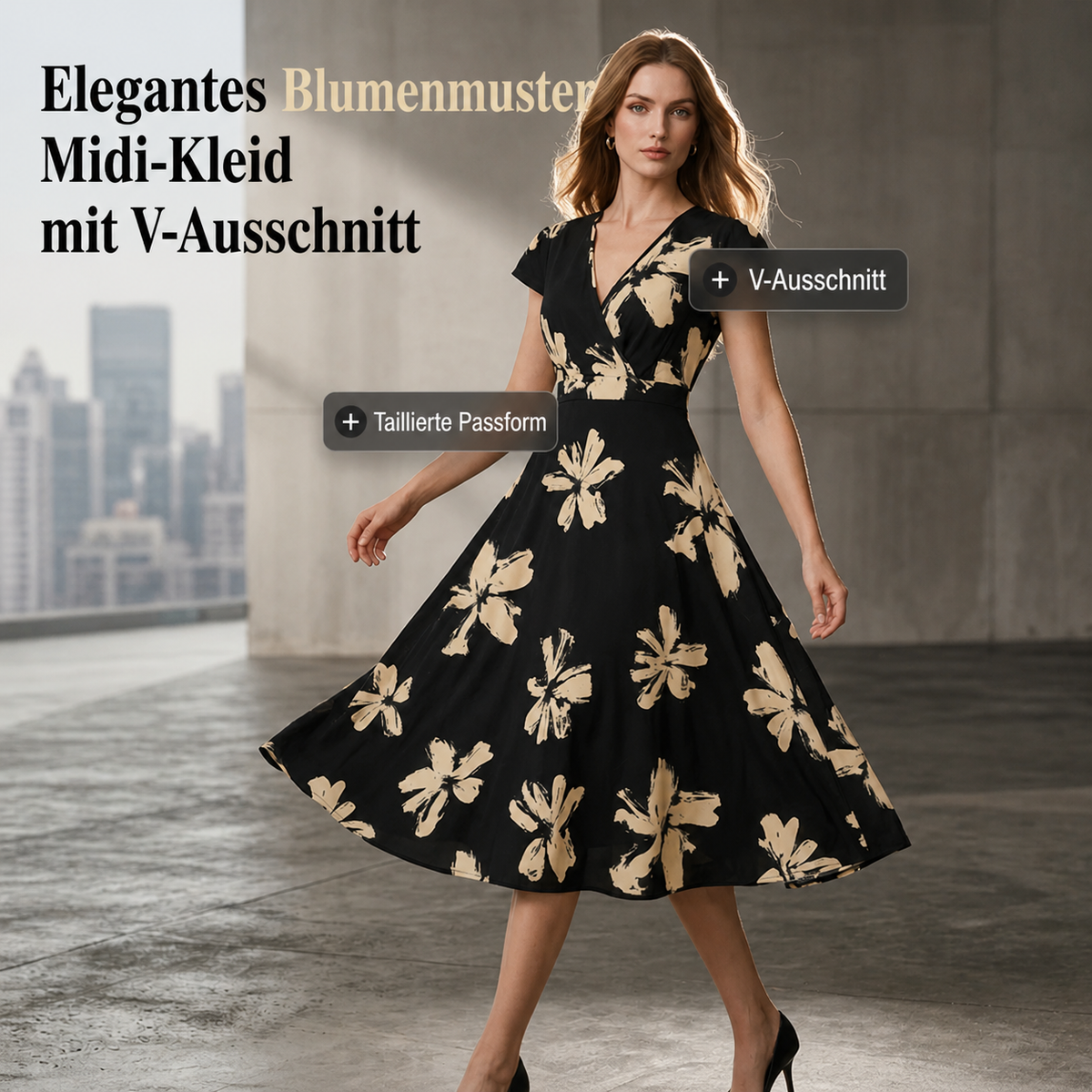 Kimberly | Elegant Flutter-Sleeve Midi Dress - Picela