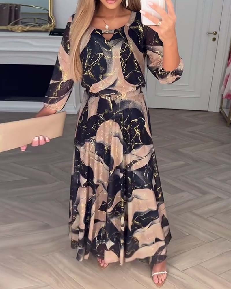 Lauren | Elegant Marble Maxi Dress - Picela