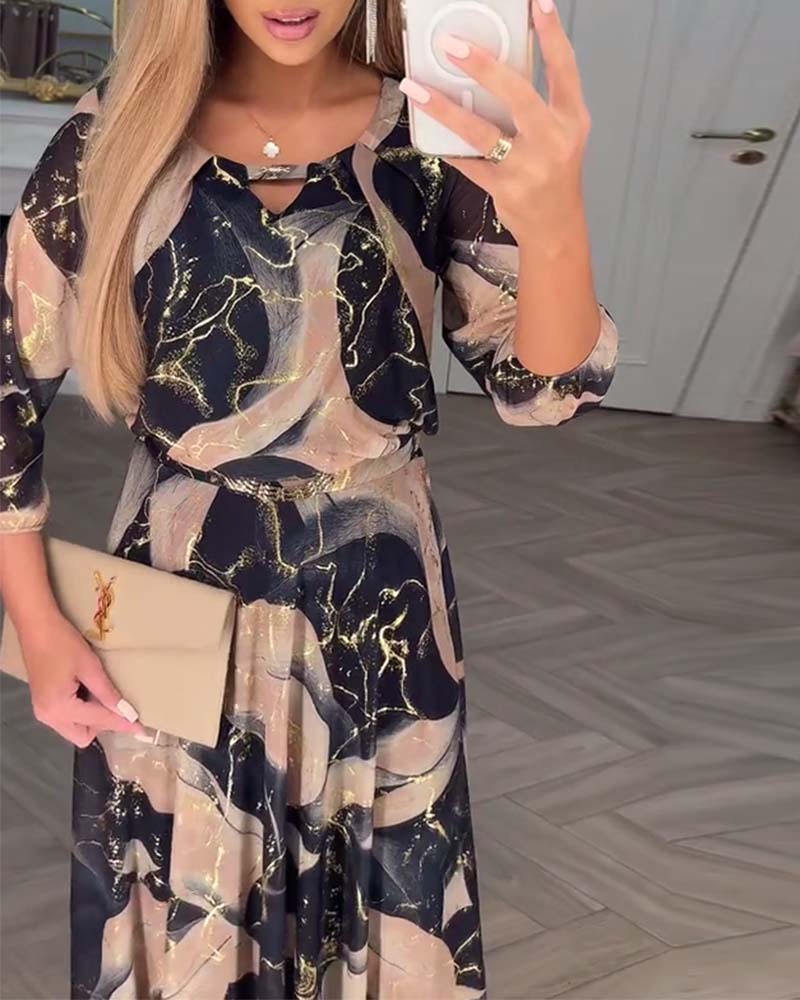 Lauren | Elegant Marble Maxi Dress - Picela