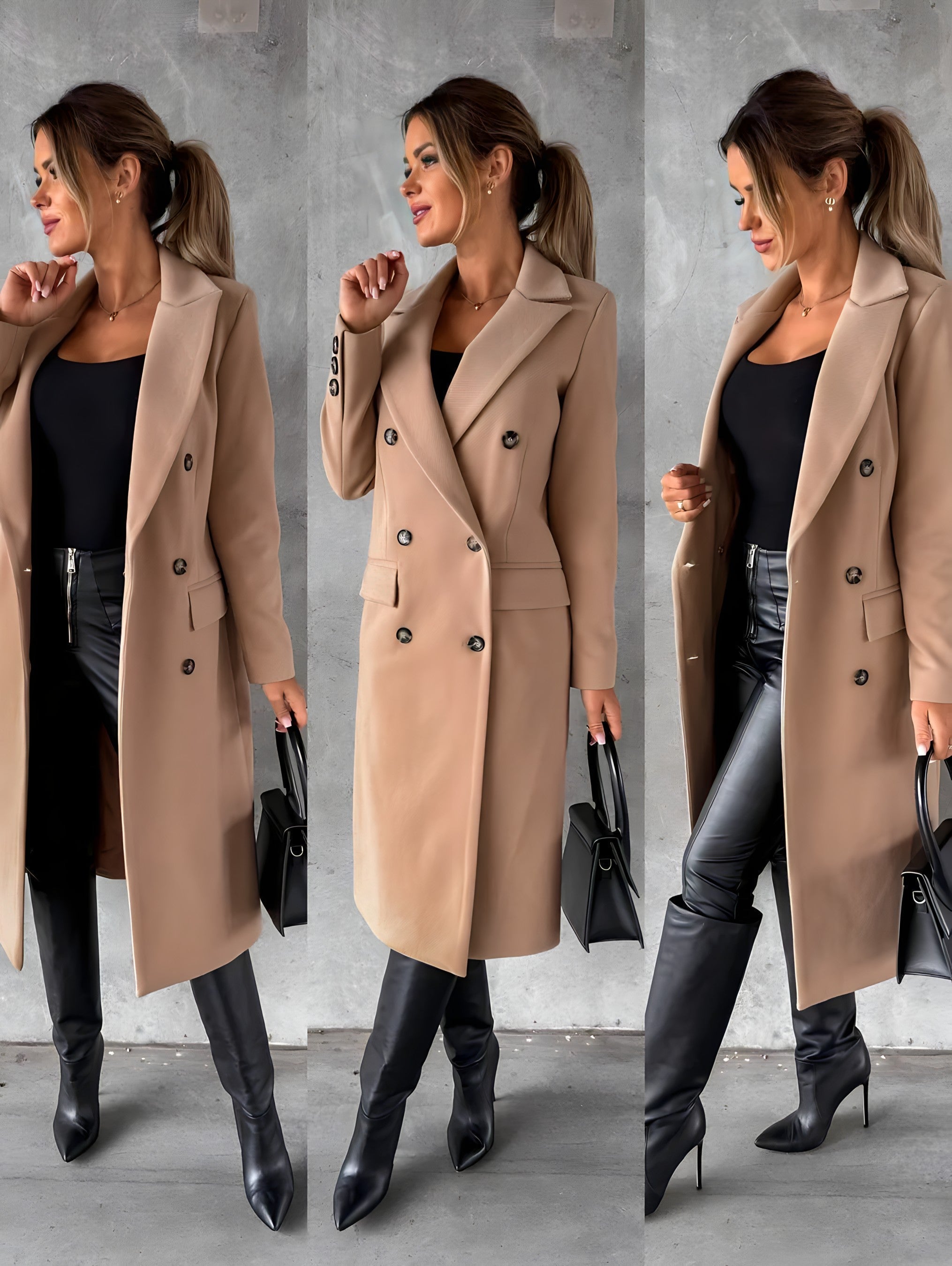 Lauren | Elegant Tailored Double-Breasted Coat - Picela