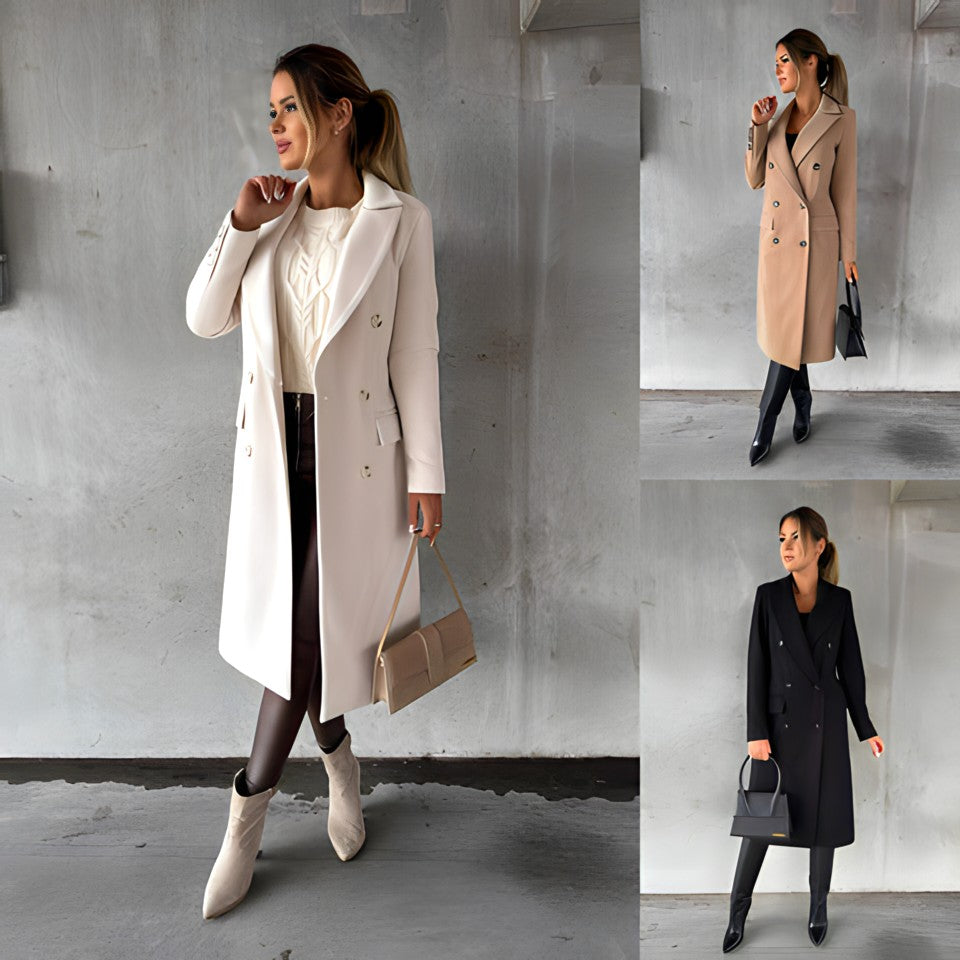 Lauren | Elegant Tailored Double-Breasted Coat - Picela