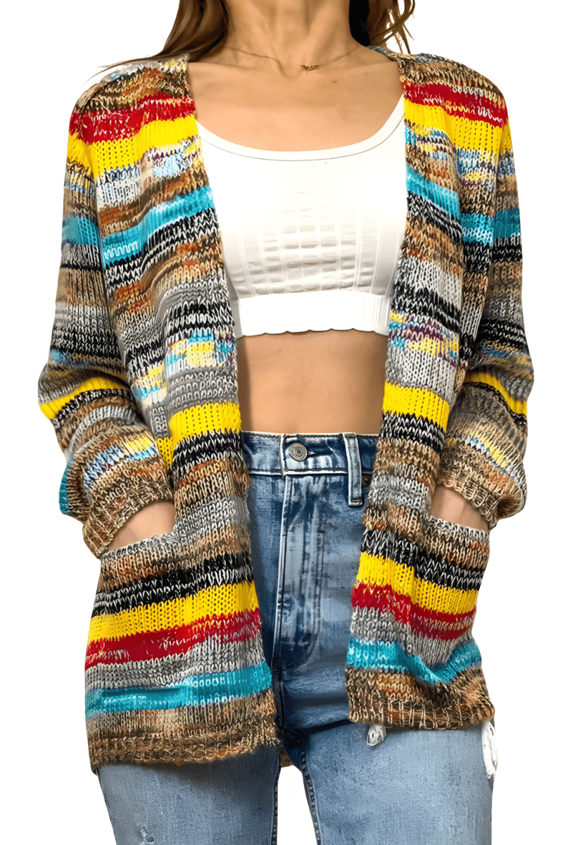 Megan | Elegant Striped Multicolor Cardigan - Picela