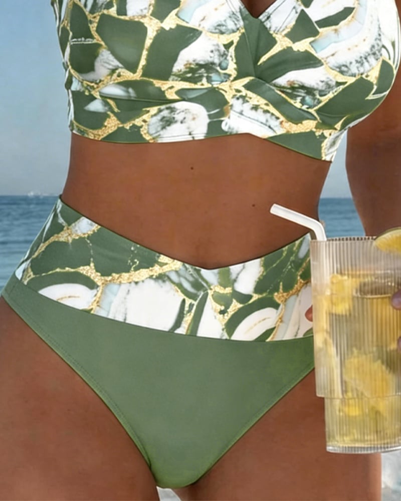 Melissa | Elegant Marble High-Waist Bikini - Picela