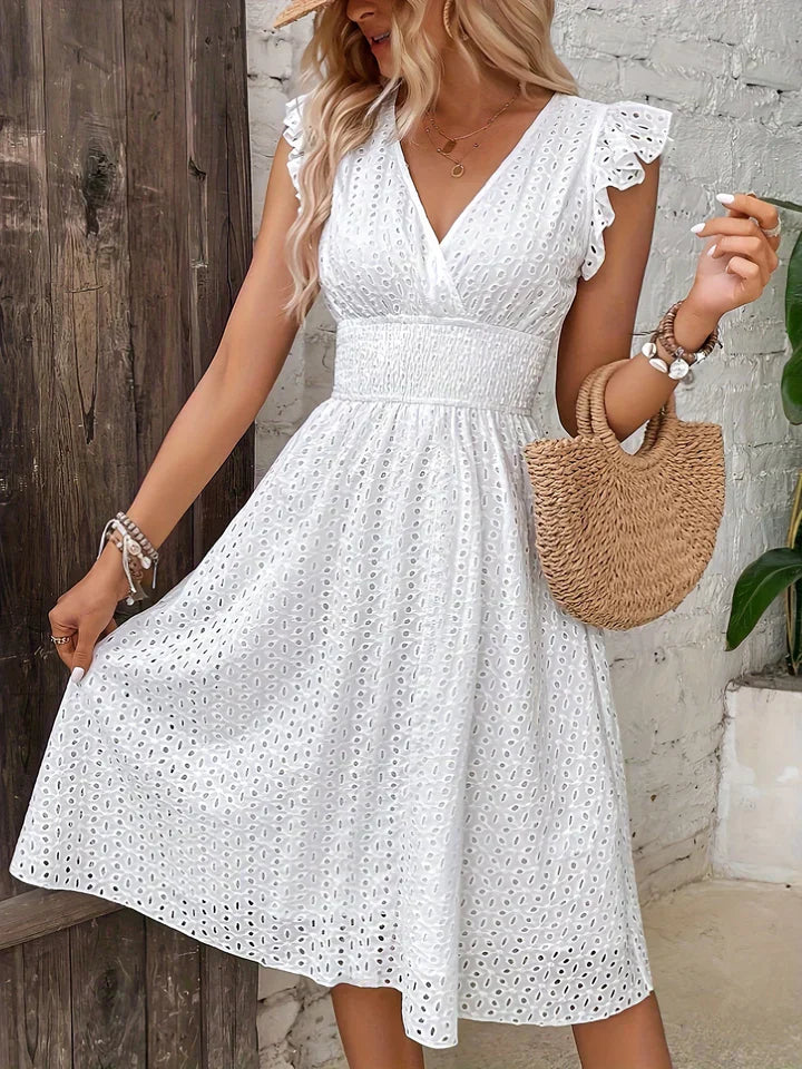 Michelle | Feminine Ruffle Midi Dress - Picela