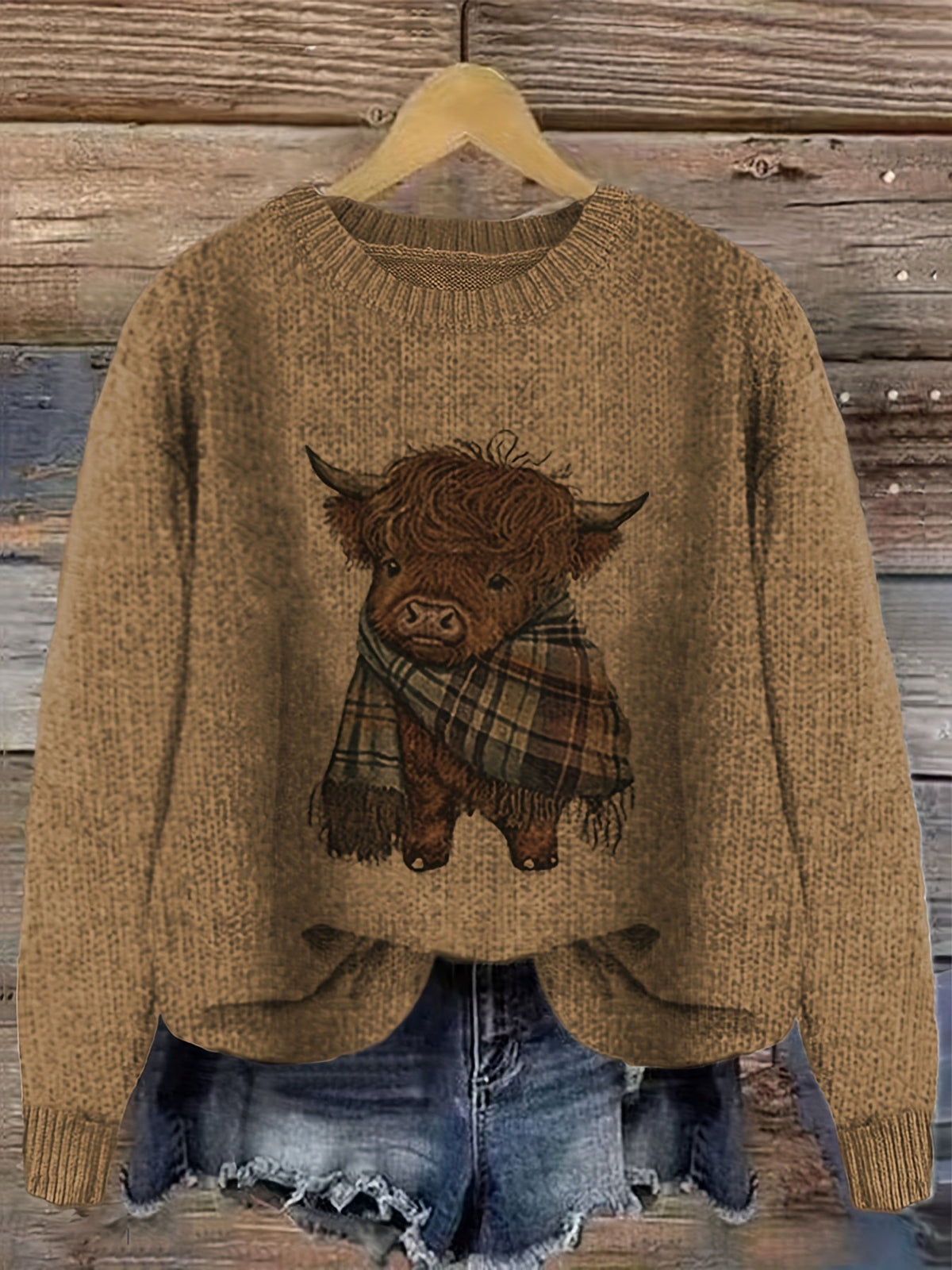 Nicole | Elegant Cow Knit Sweater - Picela