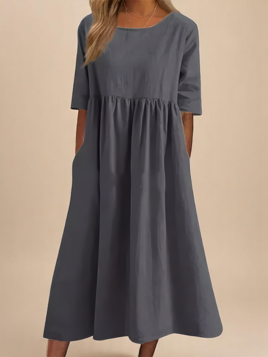 Rachel | Effortless Solid A-Line Dress - Picela