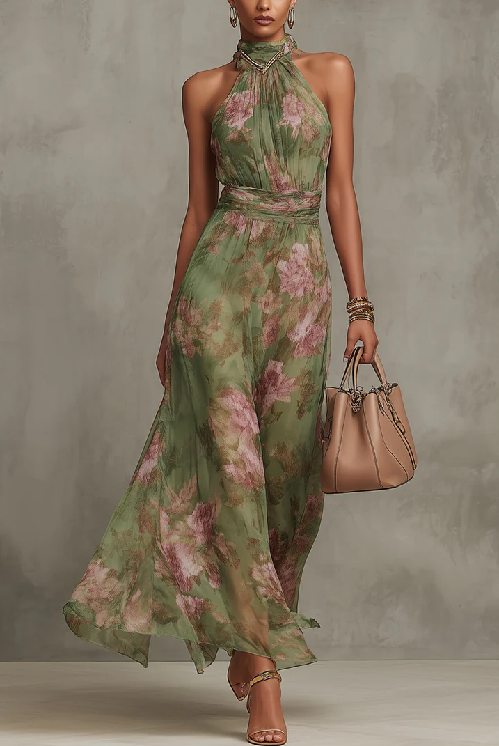 Rachel | Elegant Halter Maxi Dress - Picela