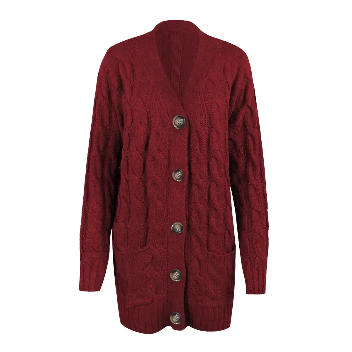 Rebecca | Elegant Cable Knit Cardigan - Picela