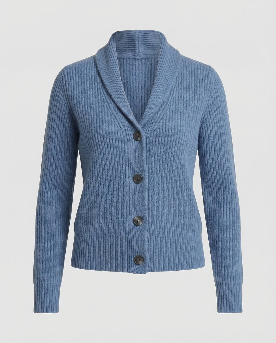 Samantha | Elegant Ribbed Shawl-Collar Cardigan - Picela
