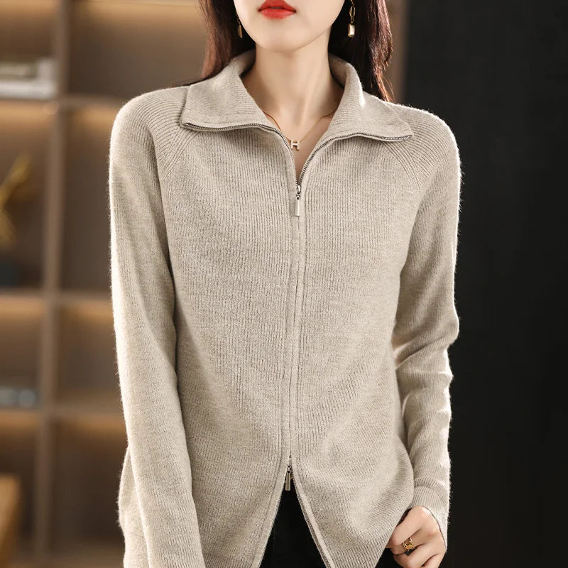 Samantha | Elegant Zip-Up Knit Cardigan - Picela