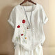Feminine Floral Embroidered Tunic Blouse for Women
