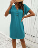 Casual Button-Front V-Neck Dress for Women