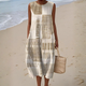 Flowy Abstract Linen Midi Dress for Women