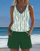 Casual Striped Pocket Tankini Set for Women