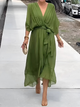 Elegant Flowy Wrap Midi Dress for Women