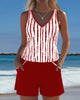 Casual Striped Pocket Tankini Set for Women