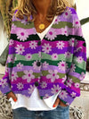 Angela | Vintage Floral Striped Cardigan