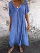 Flowy Linen-Look Maxi Dress for Women