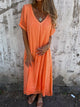 Flowy Linen-Look Maxi Dress for Women