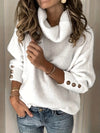 Rachel | Elegant Cowl-Neck Button Sweater