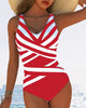 Flattering Striped V-Neck Swimsuit for Women