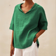 Relaxed Linen V-Neck Blouse for Women
