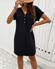 Casual Button-Front V-Neck Dress for Women