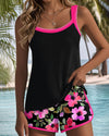 Samantha | Elegant Floral Contrast Tankini
